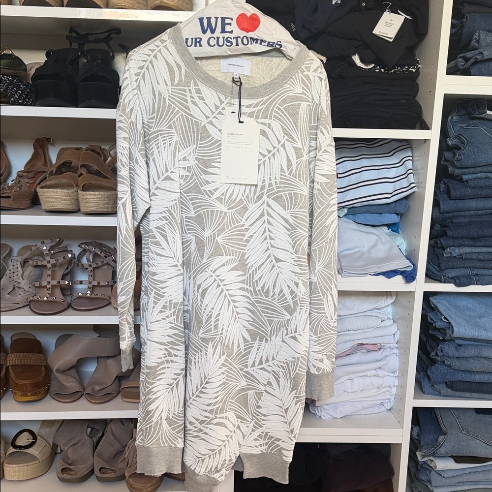 Current/Elliott Leaf Pattern Sweatshirt dreas Cream and Gray
